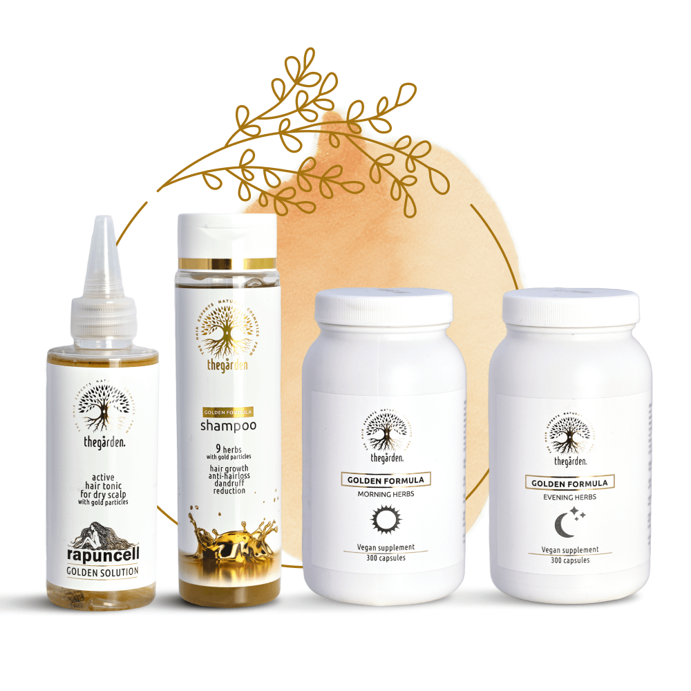 NOVINKA - Zvýhodněný GOLDEN Herbs Trio balíček (šampon, tonikum a směs bylin pro suché vlasy a suchú pokožku)