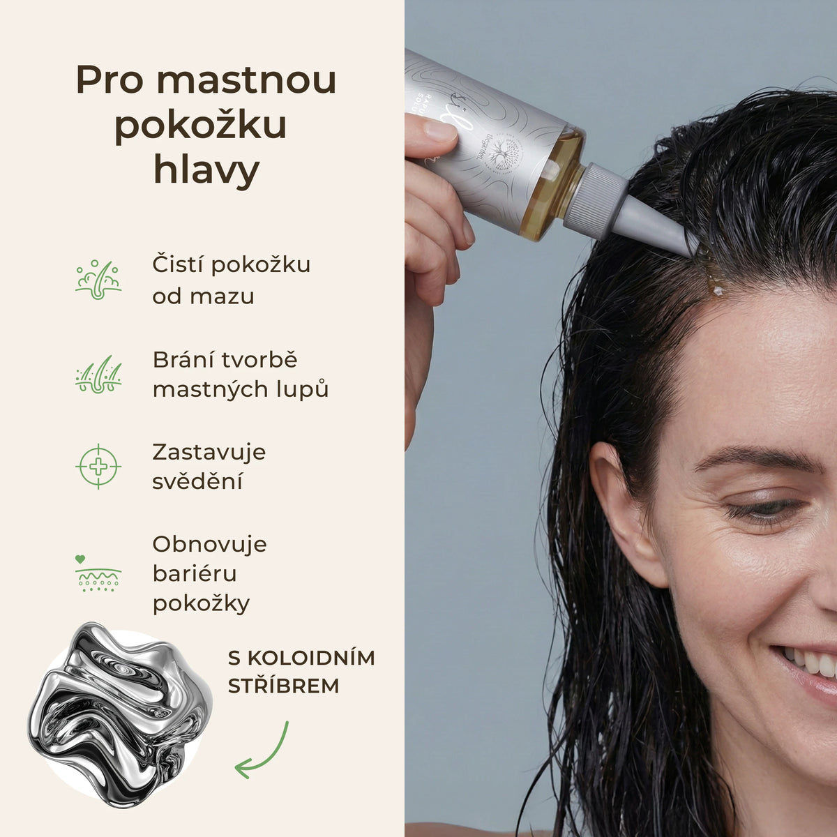 Rapuncell Silver Solution - tonikum k růstu vlasů a zastavení nadměrného padání pro mastný typ pokožky.