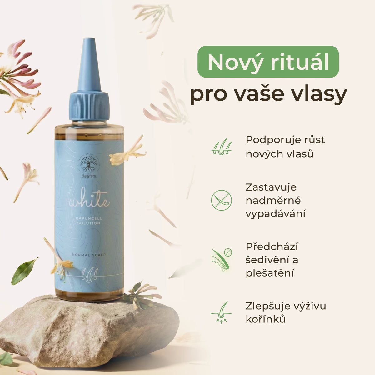 Rapuncell White Solution - tonikum k růstu vlasů a zastavení nadměrného padání pro normální typ pokožky.