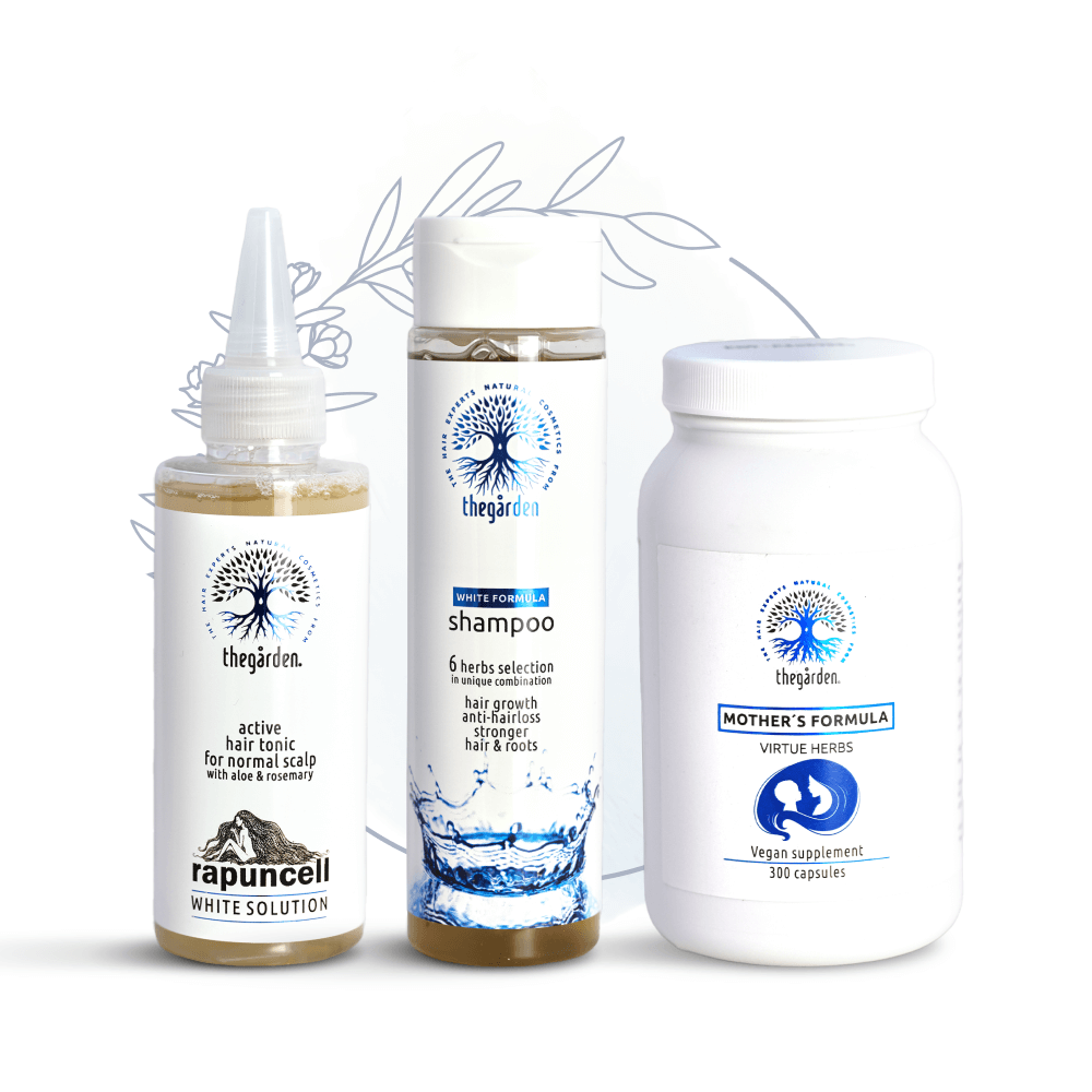 Zvýhodnený WHITE Herbs Trio balíček (šampon, tonikum a bylinná směs pro normální vlasovou pokožku)